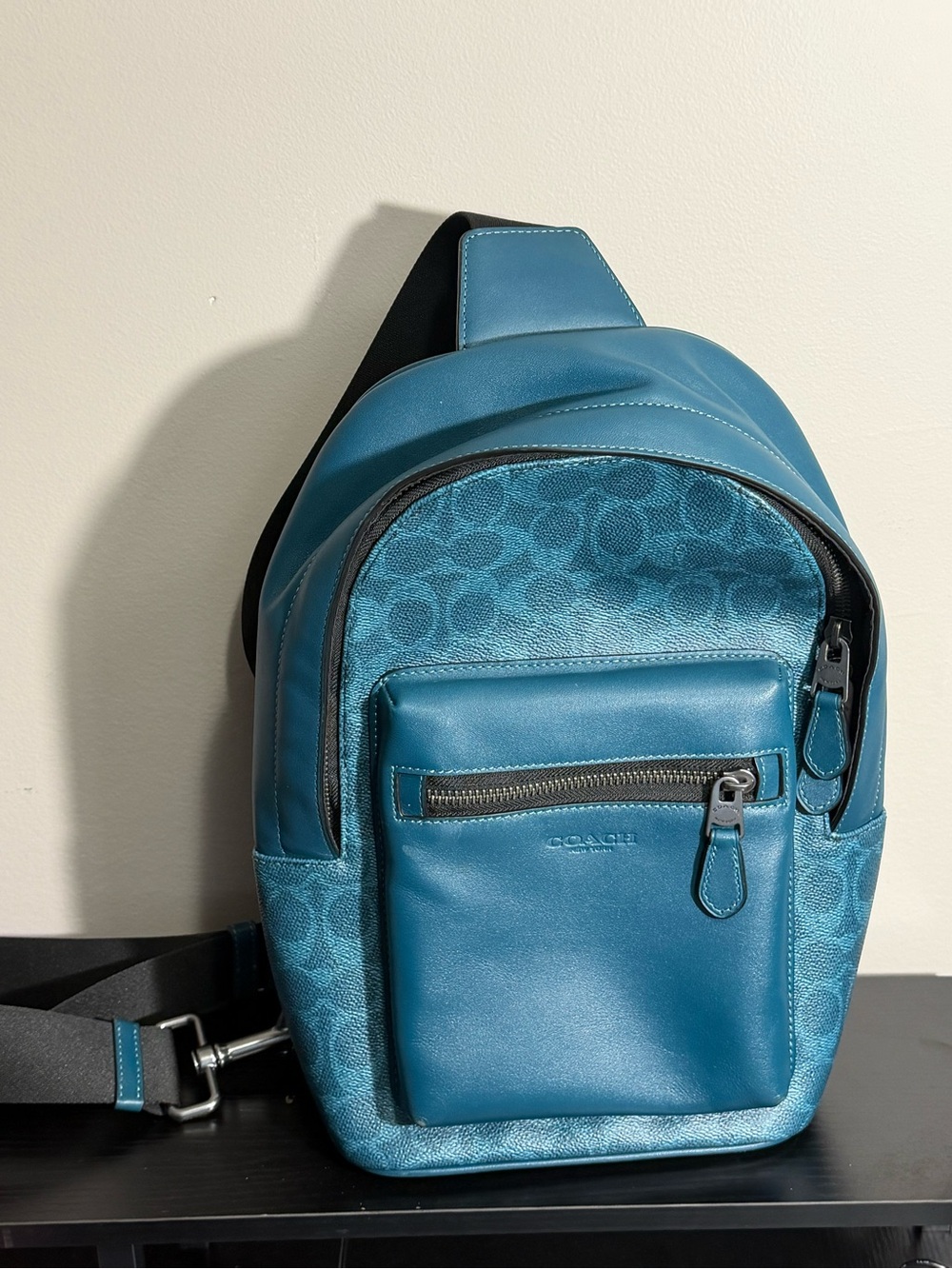 Coach Teal Signature Sling Backpack for Men - Picture 1 of 3
